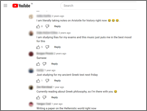 Screen short of comment section below the youtube video